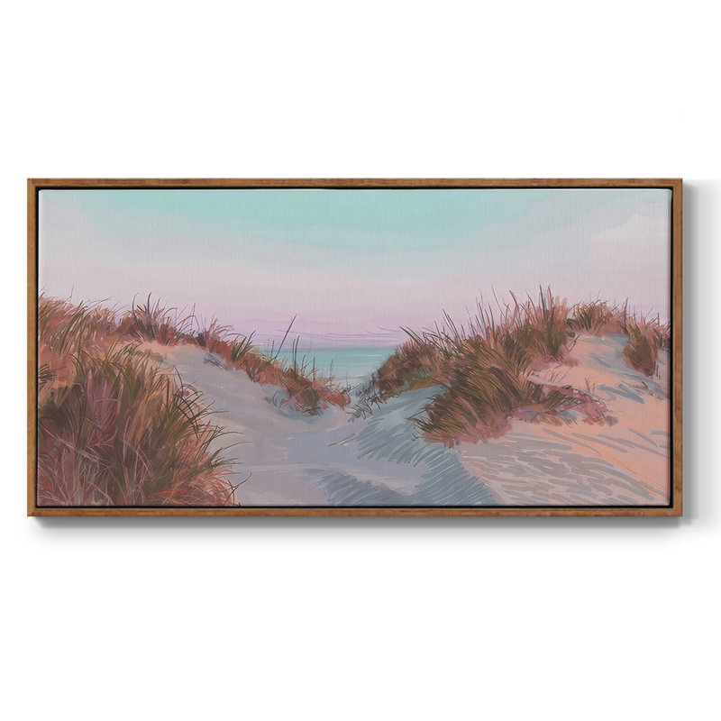 Dunes à l'aube I - Toile tendue avec châssis, prête à accrocher, H 21 po x l 41 po, Noyer