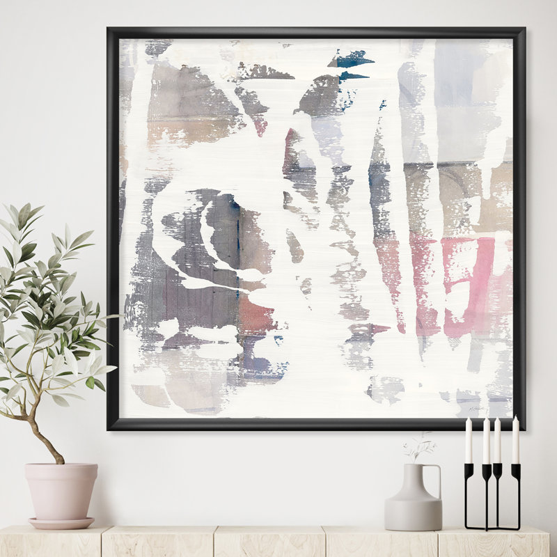 Cadre photo "white out geometric" , reproduction d’art sur toile, H 30 po x l 30 po x P 1 po, Cadre noir