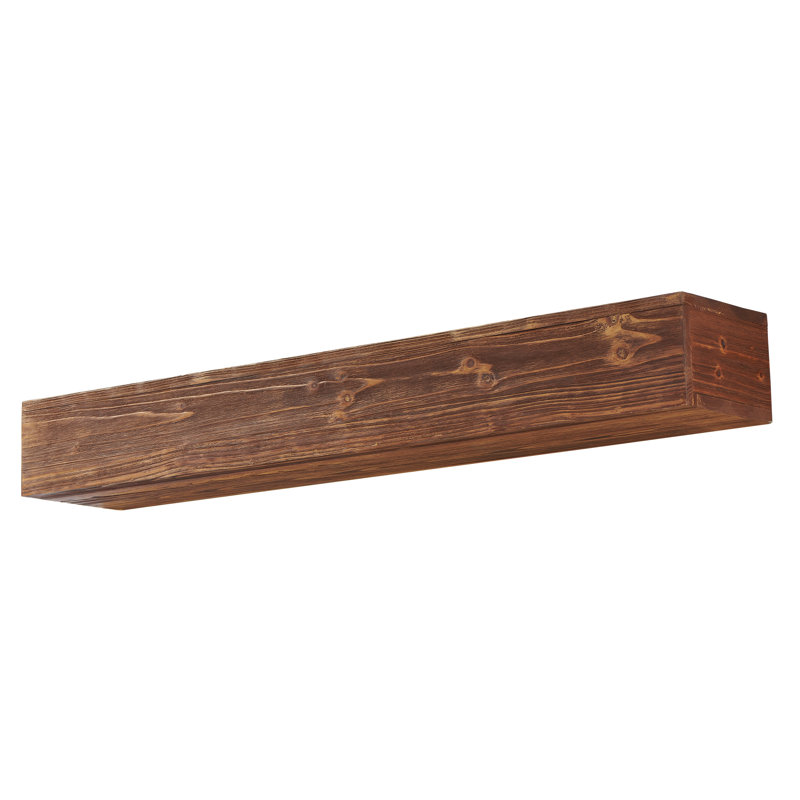 Tablette de manteau de cheminée en bois massif, Brun clair, 72"