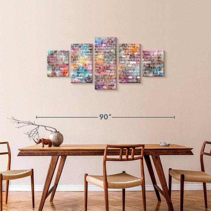 Colourful Brick Wall, H 34 po x l 74 po