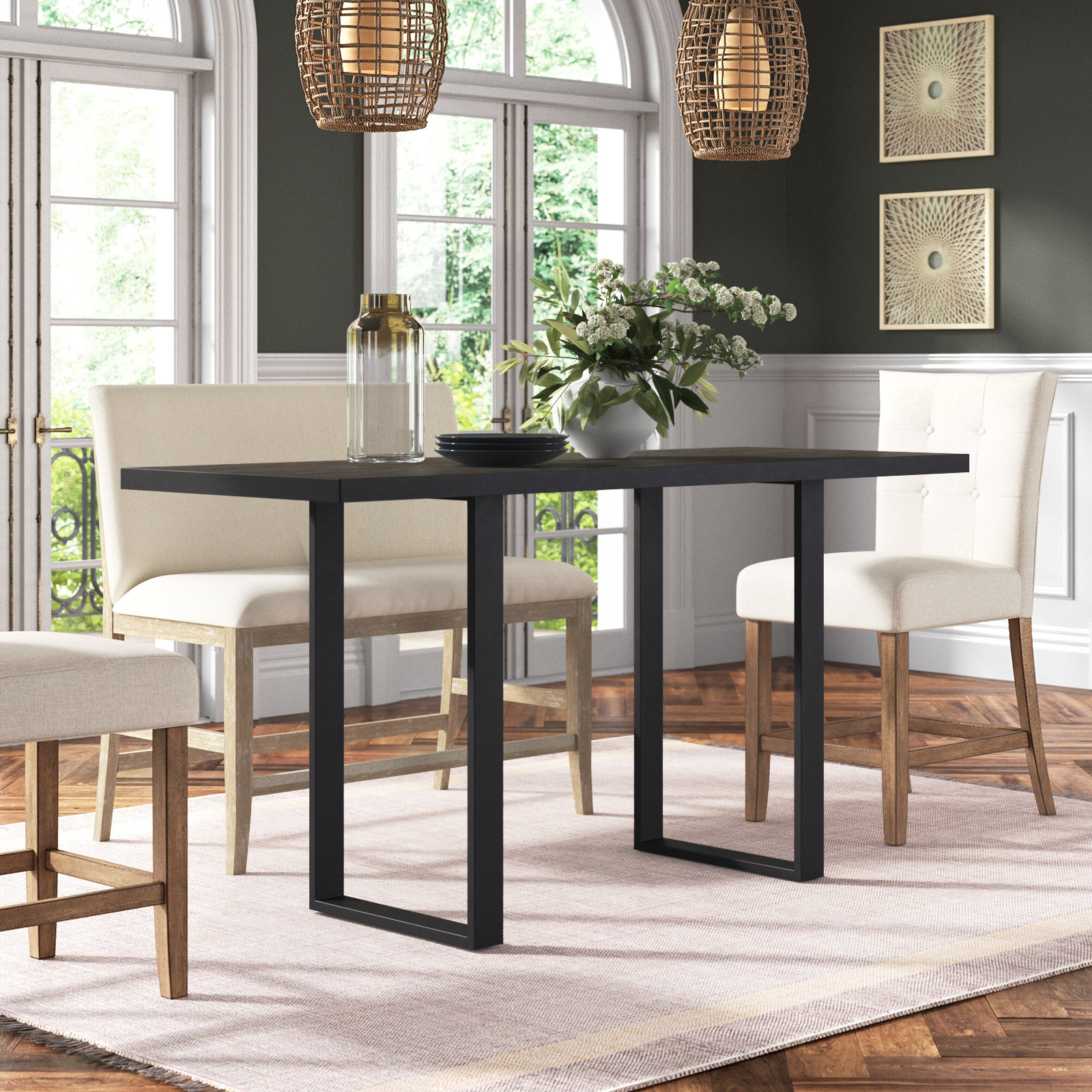 Narrow black dining discount table