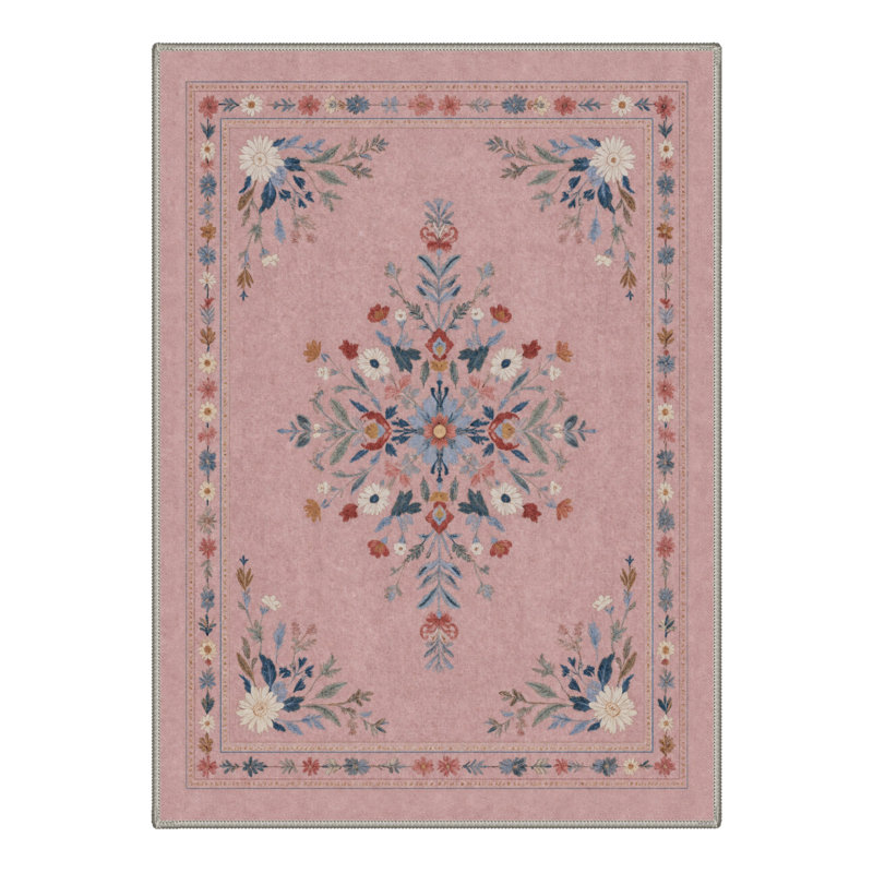 Tapis de couloir oriental délavé rétro lavable à la machine Vintage, Rectangulaire 8 pi x 10 pi