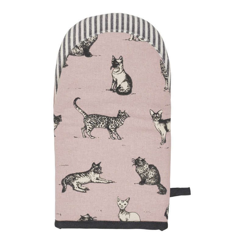 Penguin Home Cotton Oven Glove, Grey/Pink