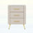 Upholstered Wooden Nightstand With 3 Drawers And Metal Legs&Handles, Bedside Table With Marbling Stickers Worktop - Beige-419460624