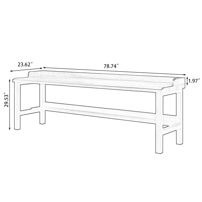 Bureau rectangulaire en bois massif brun noisette, H 31,5 po x l 78,74 po x P 23,62 po