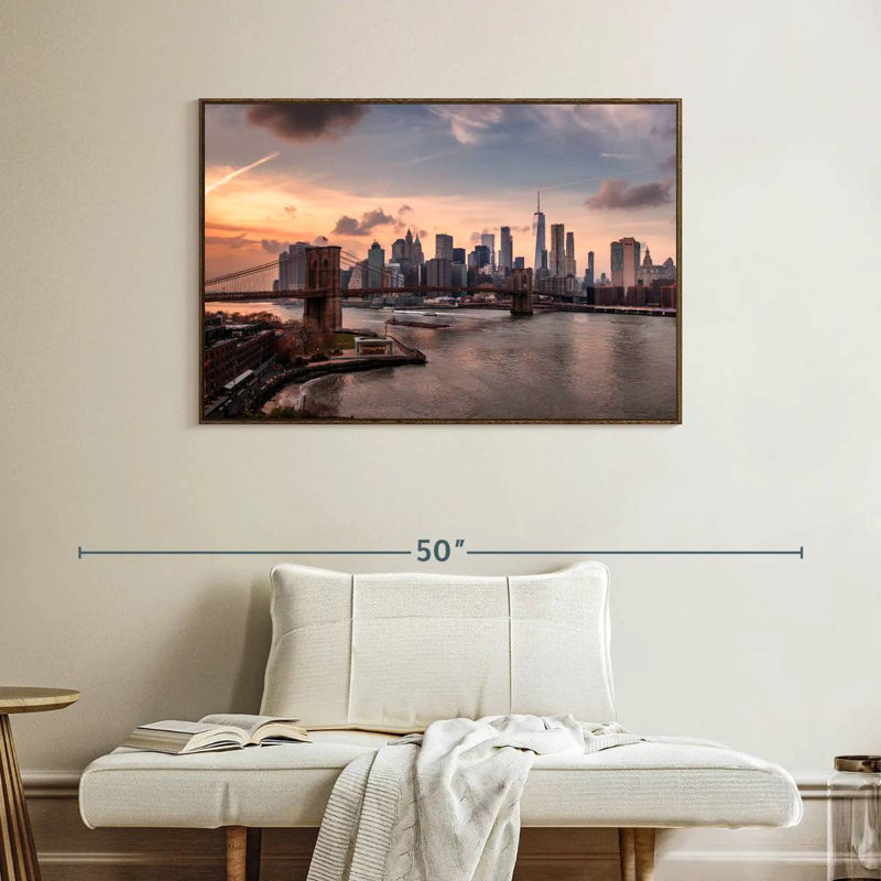 Brooklyn Dusk, Cadre flottant noyer, 40 po x 27 po