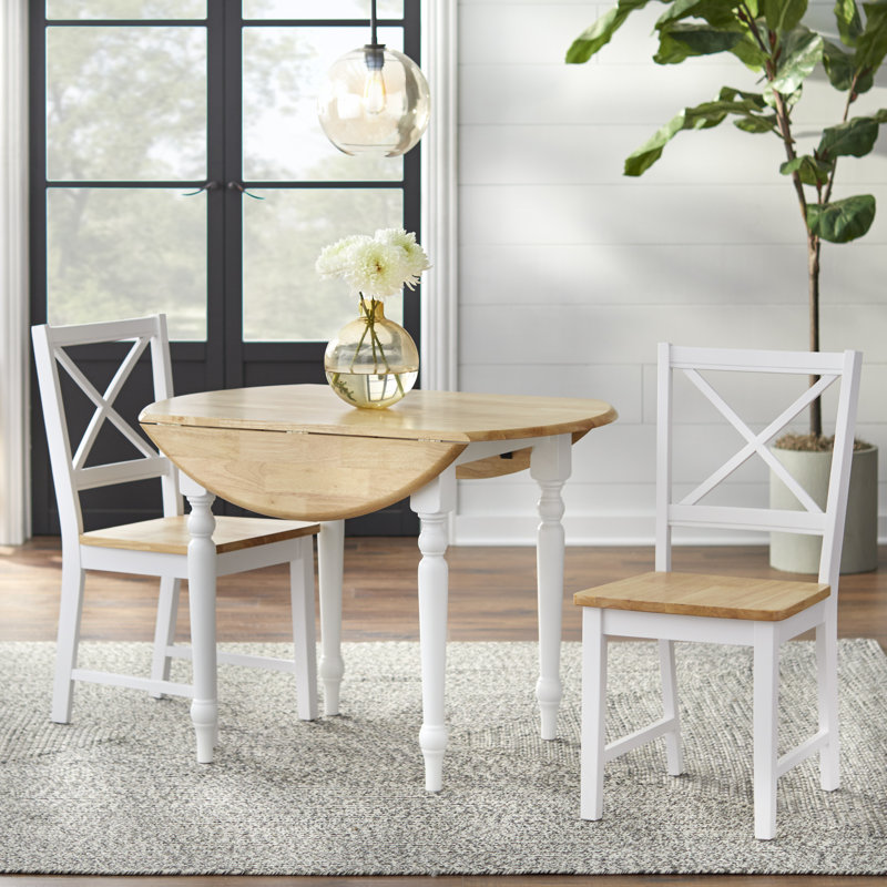 2 - Person Solid Wood Solid Wood Top Four Leg Dining Set, White, White