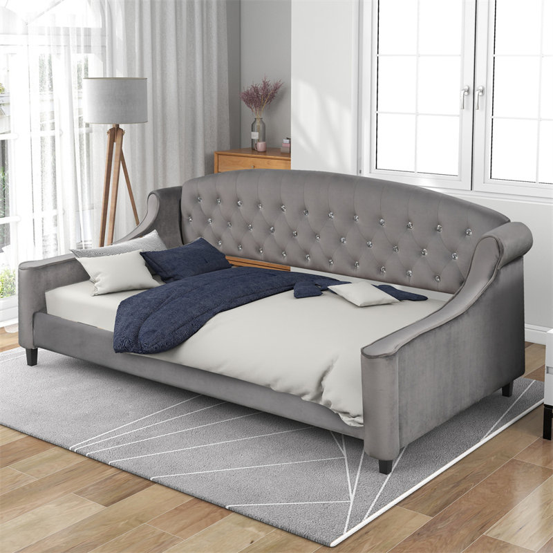Tramone Modern Luxury Tufted Button Daybed, Twin, Gray Duplicate