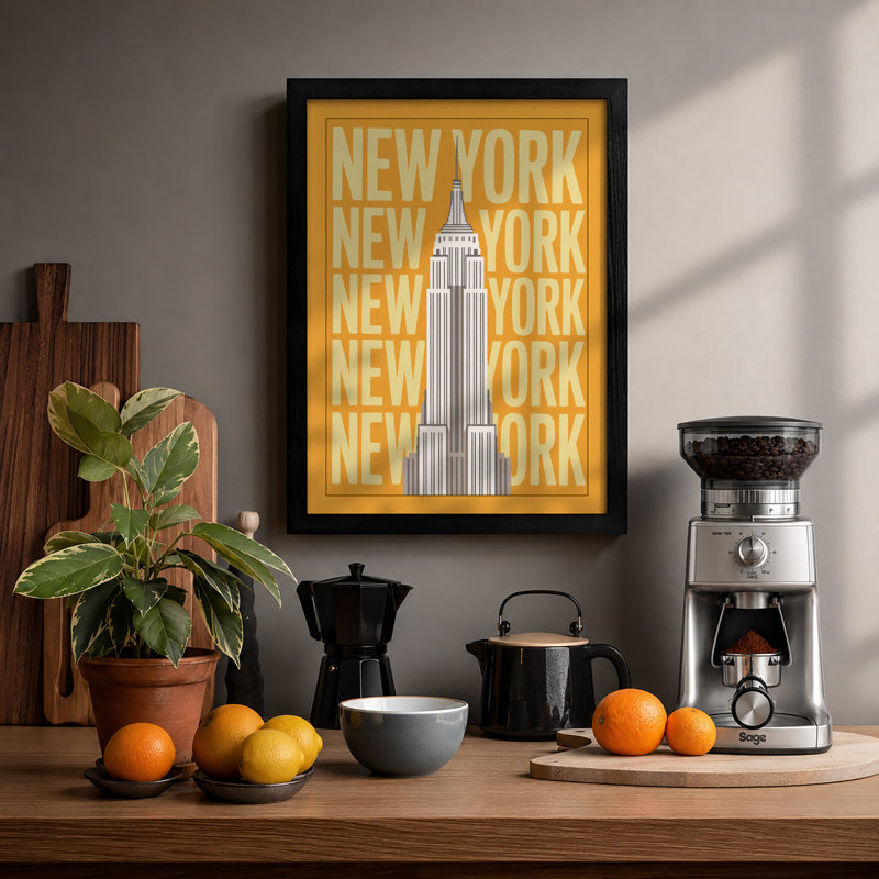 Postcard from New York Retro - Framed Print, A1 - 84.1 x 59.4 cm, Black