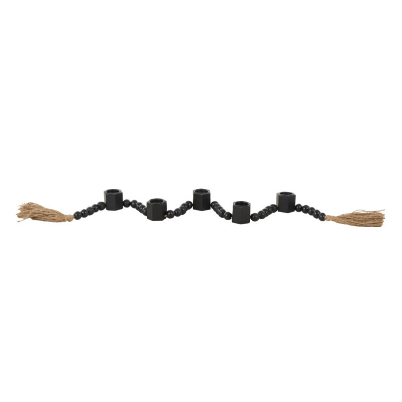 Porte-bougie brun avec guirlande Mango, H 2 po x l 42 po x P 1,5 po