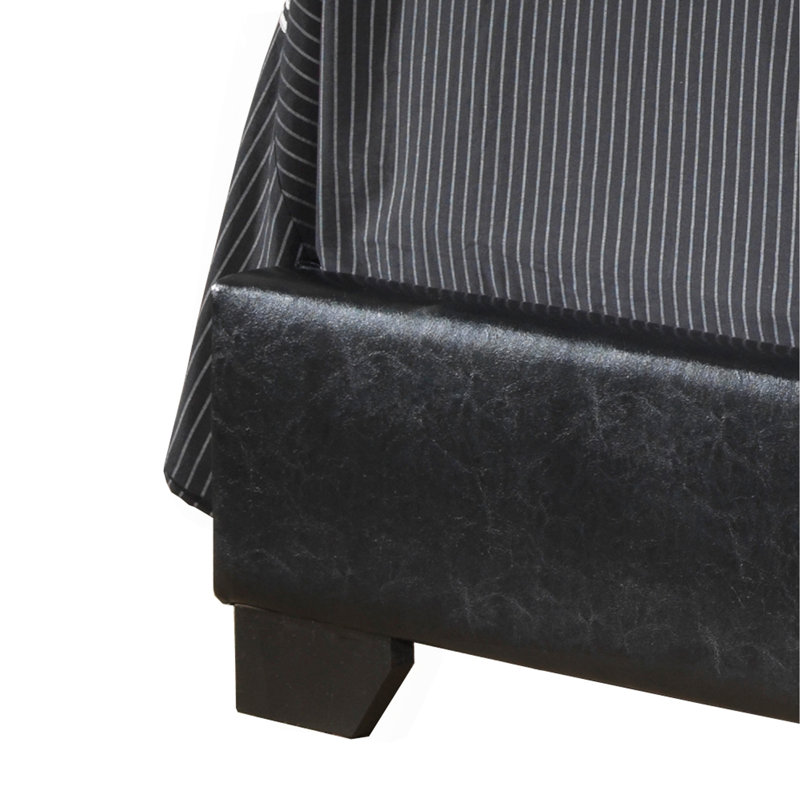 Upholstered Low Profile Standard Bed, Twin, Black 2