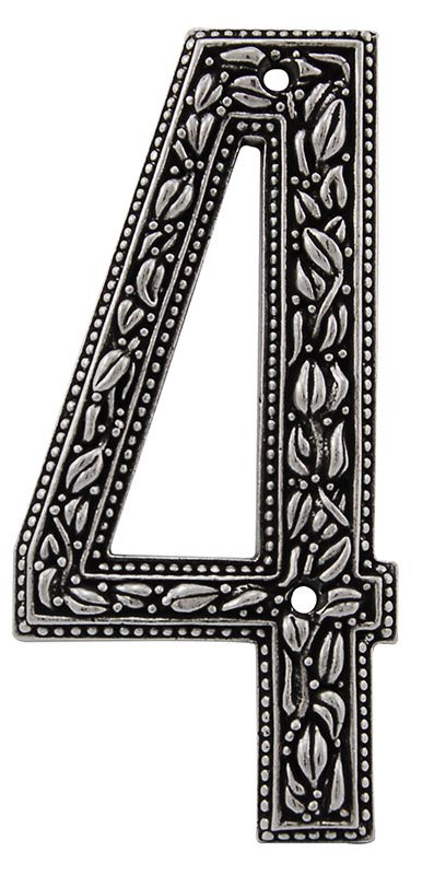 5 po. Numéro de maison San Michele, Étain rétro, 4