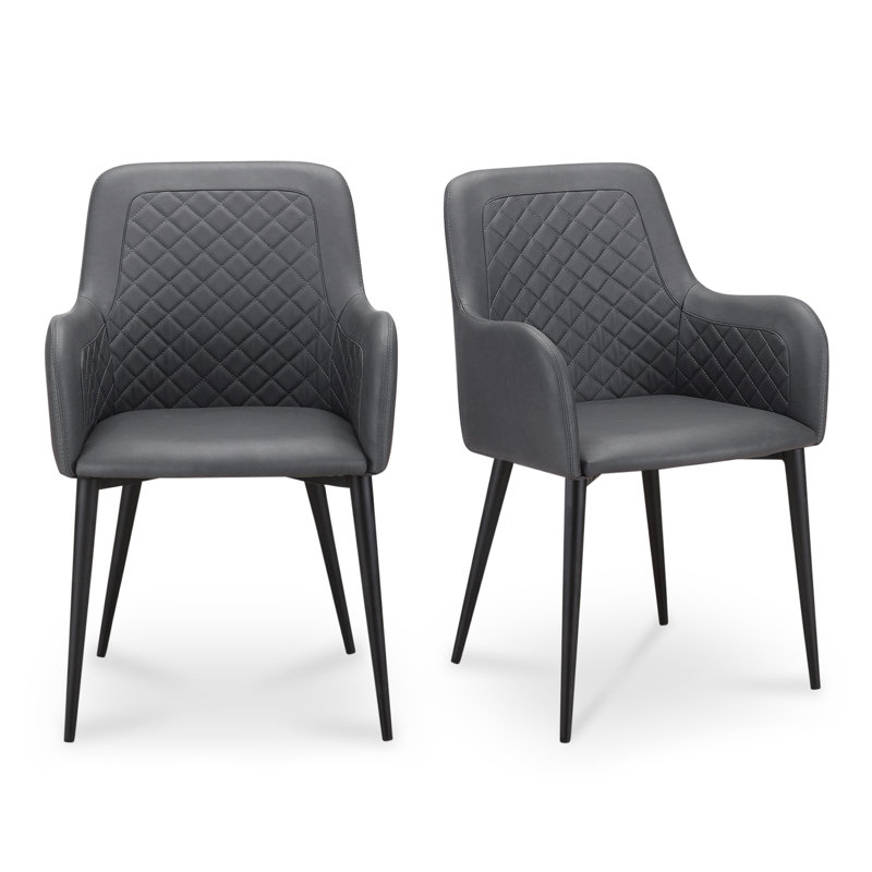 Enderlin Tufted Faux Leather Upholstered Metal Armchair, Slate