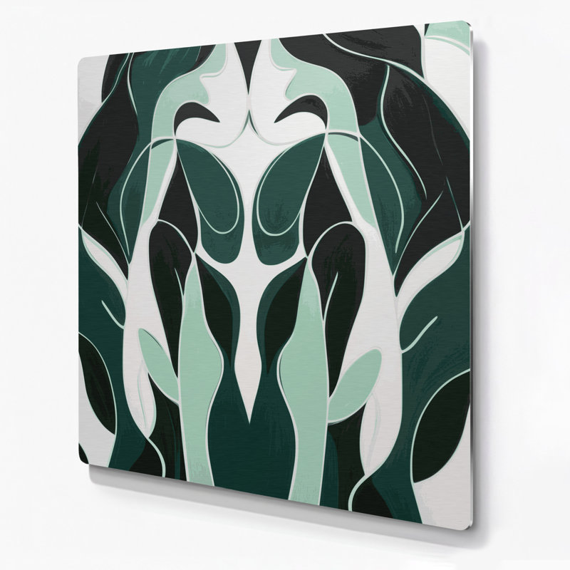 Art mural abstrait en métal vert