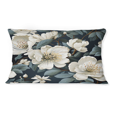 Coussin décoratif à imprimé floral gris et blanc Orchid Lovely VI