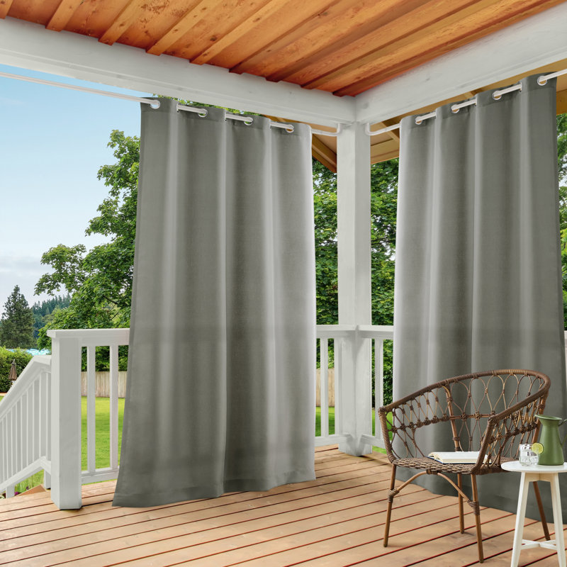 Ensemble de 2 rideaux à œillets TOWN & COUNTRY BASICS Cabana pour intérieur et extérieur, 54" W x 84" L, Gray