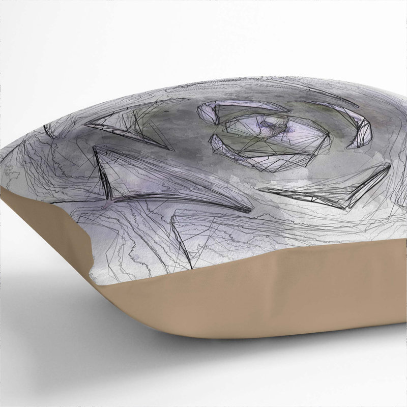 Floral Square Throw Cushion, Stone, 40cm H x 40cm W x 15cm D