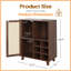 Buffet 34 "en noyer avec portes en rotin et porte-bouteilles - Buffet de rangement pour le salon, la salle à manger-546550917