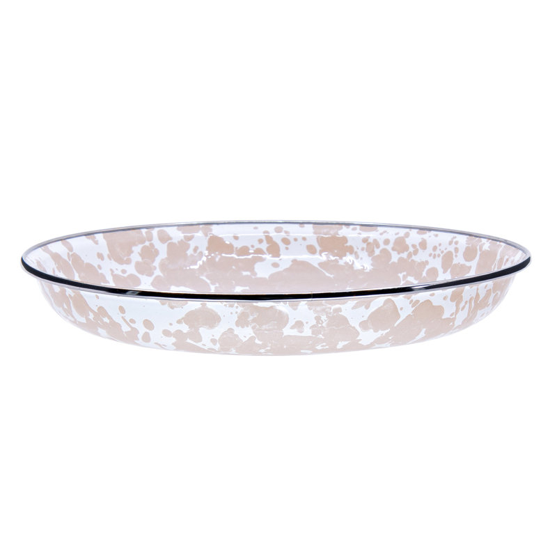 Taupe Swirl Handmade Enamelware Dinner Plate