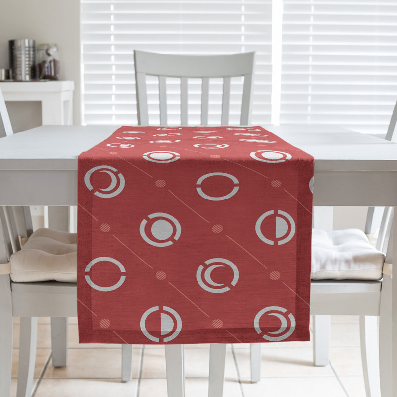 Classic Moon Phases Table Runner, 16" x 72", White/Red/Gray