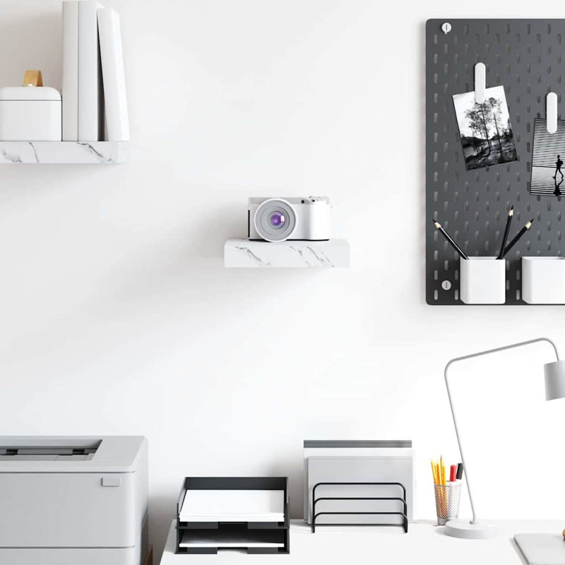 Floating Shelf, 4cm H x 23cm W x 23.5cm D, White Marble