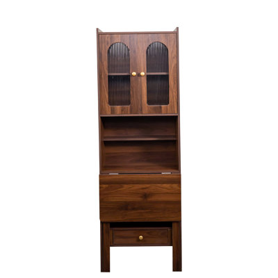 Fold-Out Convertible Writing Table,  Desk Cabinet with shelf and drawer Multi-Function Home Office Workstation
