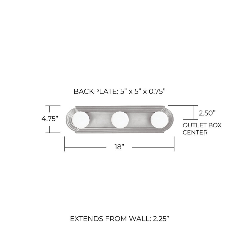 3 - Light Dimmable Bath Bar, Matte Nickel
