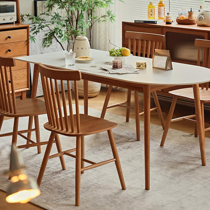 Table de salle à manger blanche semi-ronde avec pierre, H 29,53 po x L 70,87 po x l 31,5 po