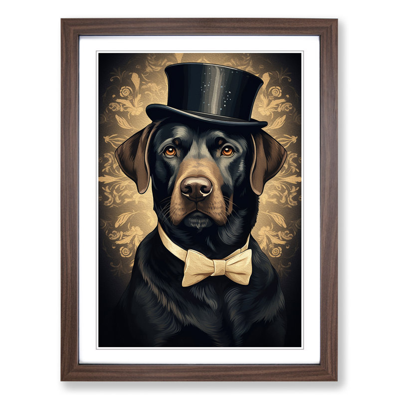 Labrador Retriever Art Deco - Single Picture Frame Print on Wood, Walnut Framed, 46cm H x 34cm W x 2cm D