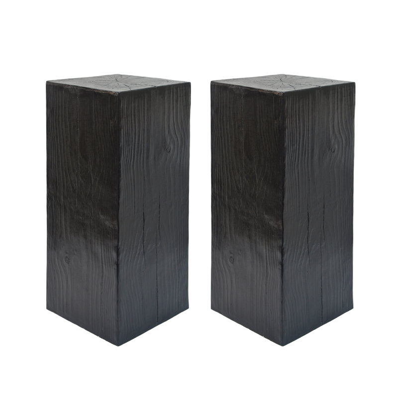 Wood-Look Square-Column MGO End Table(Only Including Table), 33.75" H x 14.5" W x 14.5" D, Black
