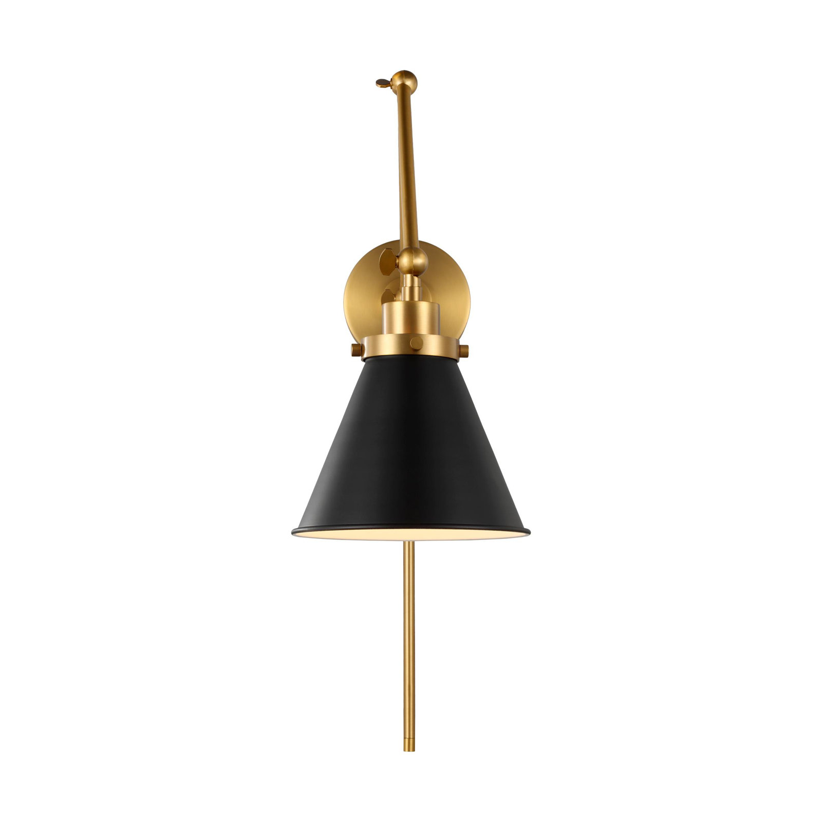 Single Light Dimmable Swing Arm Sconce, Gold, Black