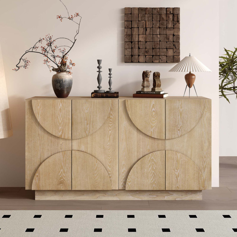 4-Door Large Storage Sideboard, Natural