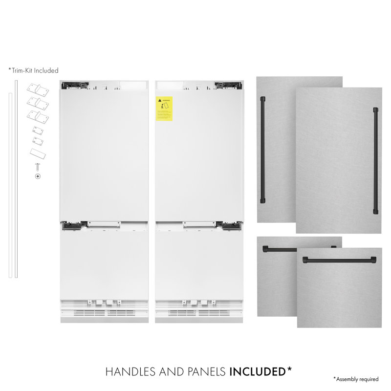 ZLINE 60" Autograph Edition 32.2 cu. ft. Built-in 4-Door French Door Refrigerator, Matte Black, Satin Stainless Steel