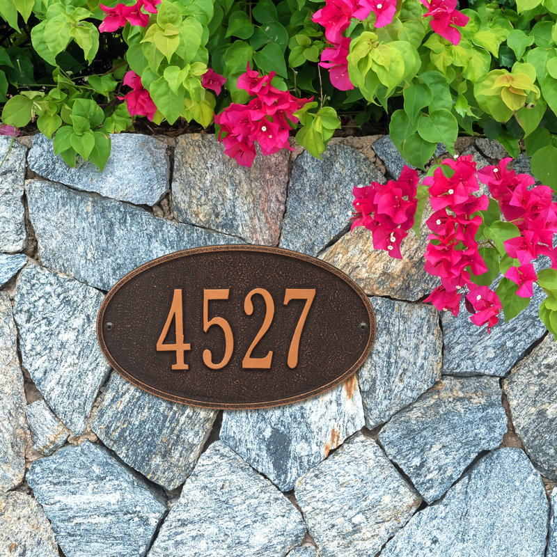 Plaque d'adresse murale ovale 1 ligne, Bronze huilé, Oui
