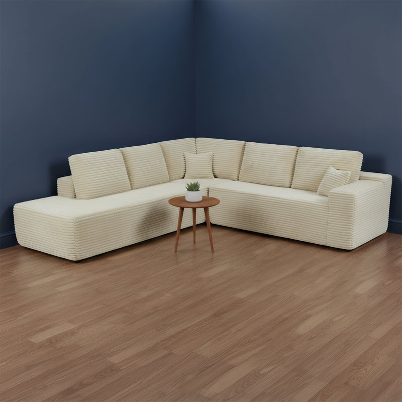 Canapé modulaire en velours côtelé prêt-à-assembler avec fauteuil inclinable en L de 105 pouces et doté d'un design profond et modulaire.