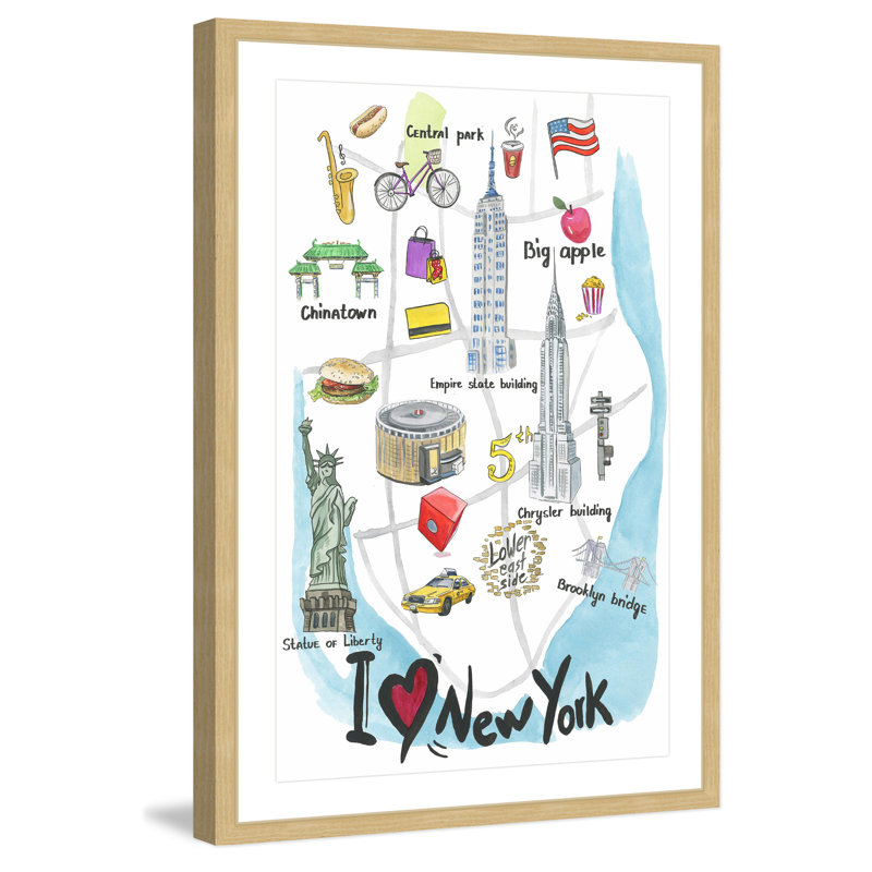 I Love NY 1 Piece Single Picture Frame Wall Art, 91 cm H x 61 cm W