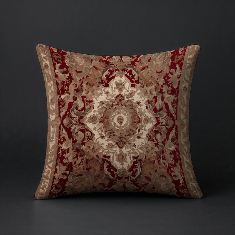 Coussin décoratif intérieur et extérieur Modern, Brun floral 90, Carré 16 po
