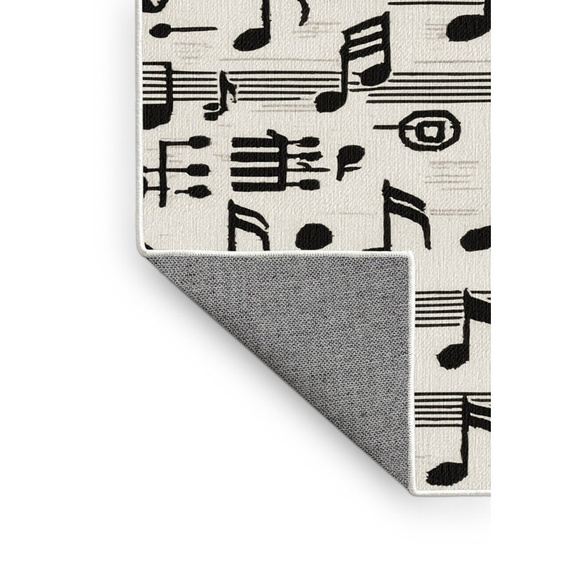  Tapis lavable notes de musique et symboles musicaux, Rectangle 6 pi x 9 pi