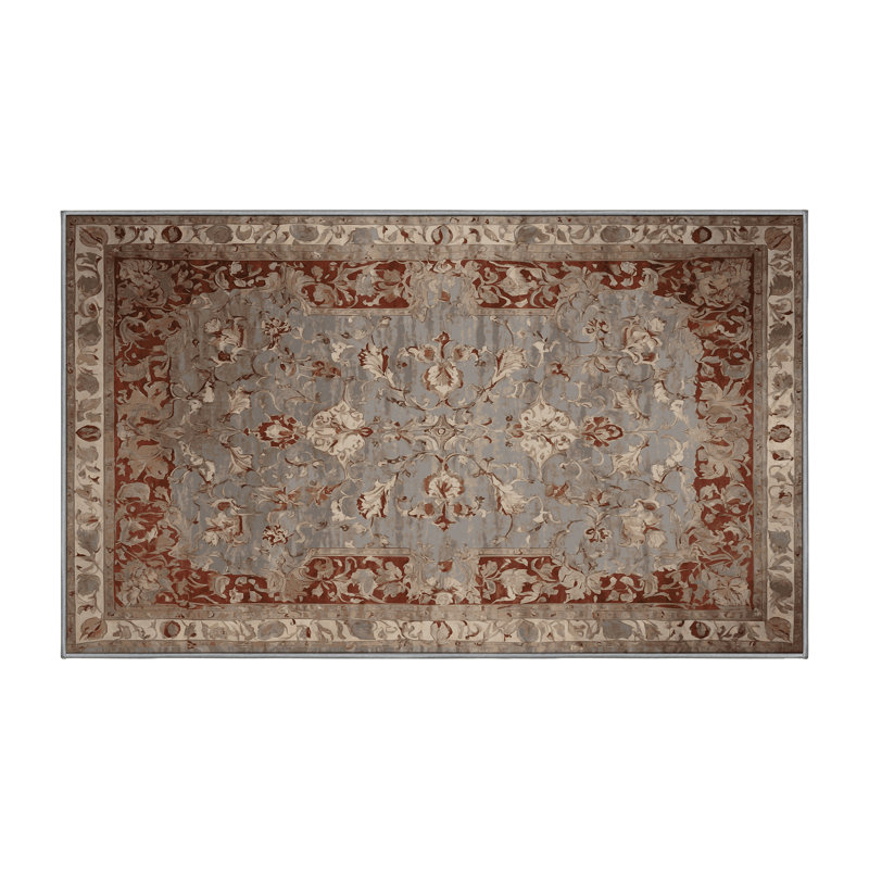 Machine Washable Gray Area Rug, Rectangle 7' x 9'