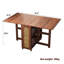 Table de salle à manger pliable à abattants, table de cuisine extensible en rotin avec tablettes de rangement-131208976