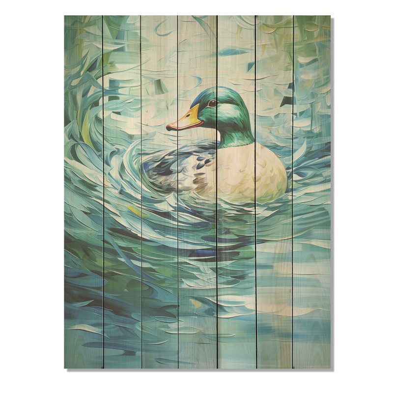 Duck Abstract Ripples II - animal de canard sur bois, H 20 po x l 10 po