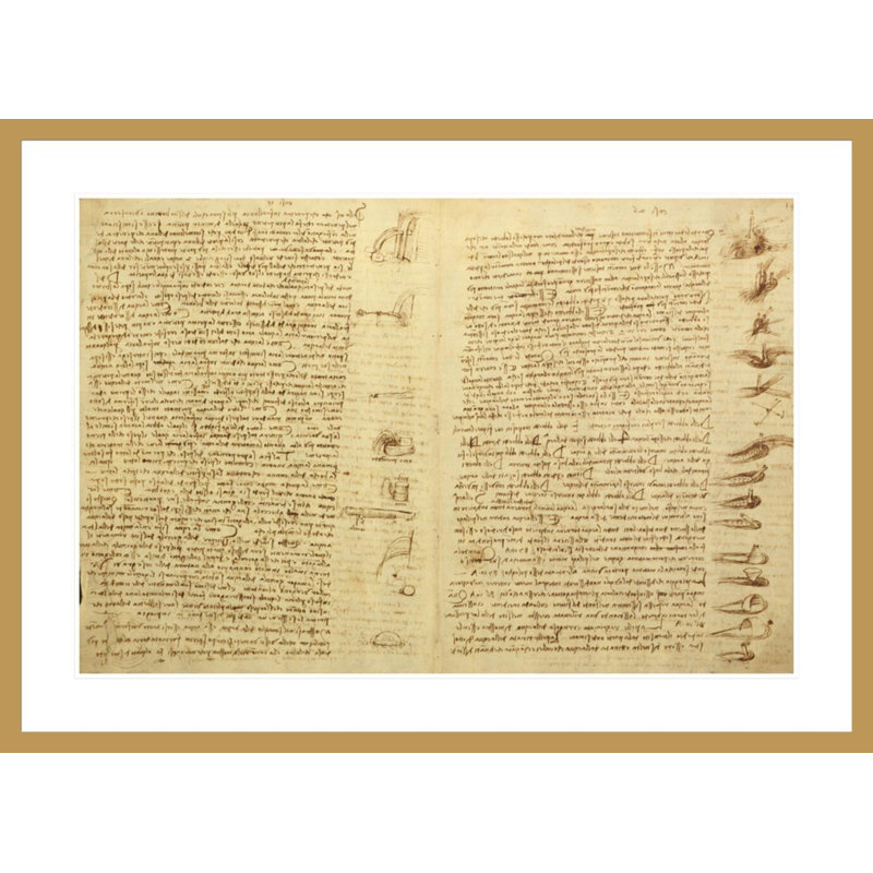 «A page from the Codex Chester» par Leonardo da Vinci, impression giclée encadrée, H 30,12 po x l 41,5 po