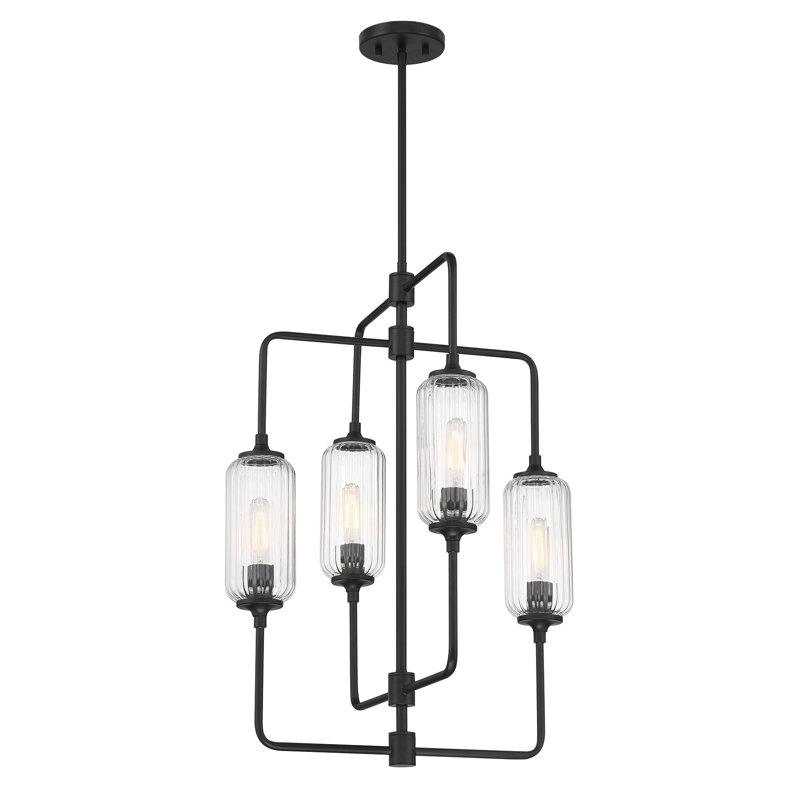 Nunley 4-Light Chandelier , 28.25" H x 20" W x 20" D, Matte Black