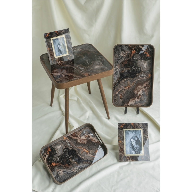 Table d'appoint carrée 17,3 x 17,3 x 18 po avec plateau en verre