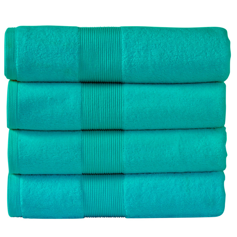 Ensemble de serviettes de bain 100% coton 4 pièces Evteka, Bleu
