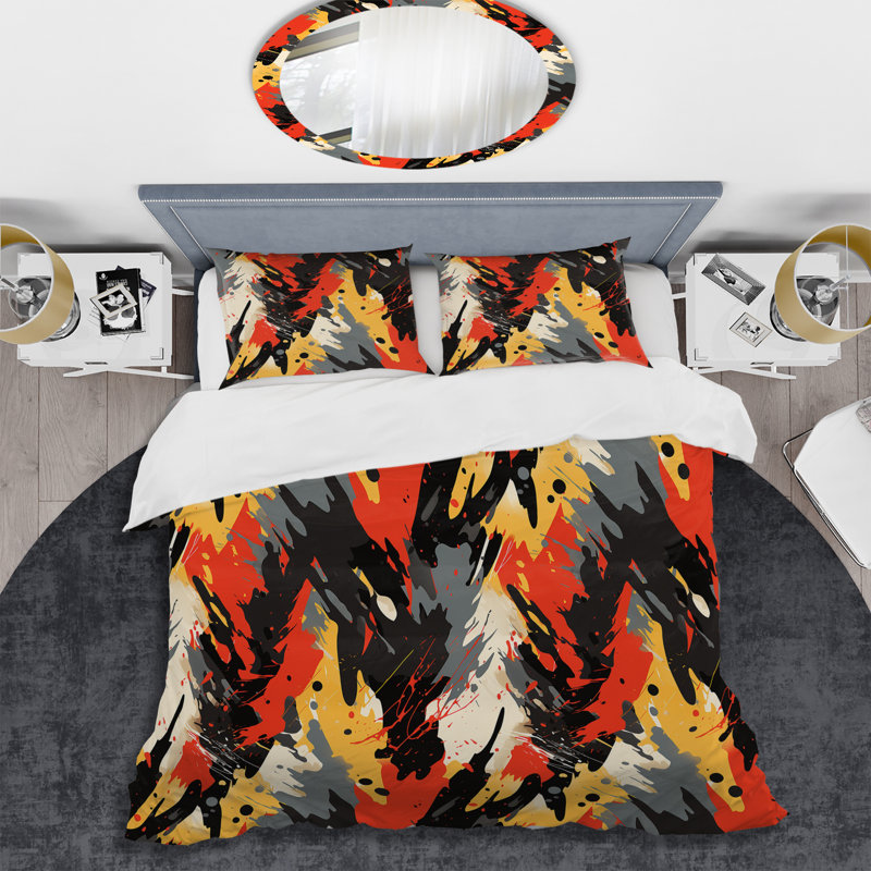 Tribal Camo Fusion - Ensemble de housse de couette abstrait, Housse de couette simple + 1 taie décorative stan