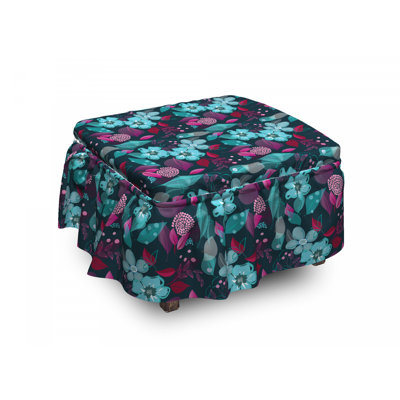 Housse pour repose-pieds fleurs de jardin imaginaire