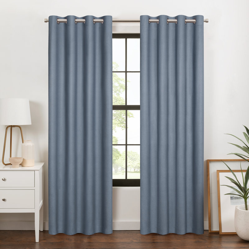 Larissa Solid Grommet Curtain (Single Panel), 50" W x 63" L, Sky