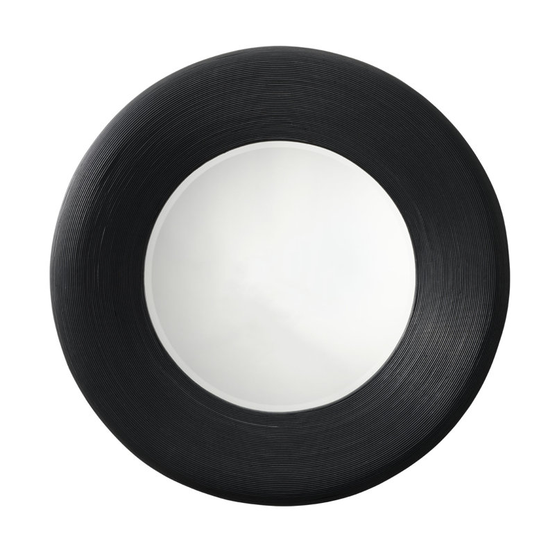 Paddock Round Bamboo / Rattan Mirror, Black