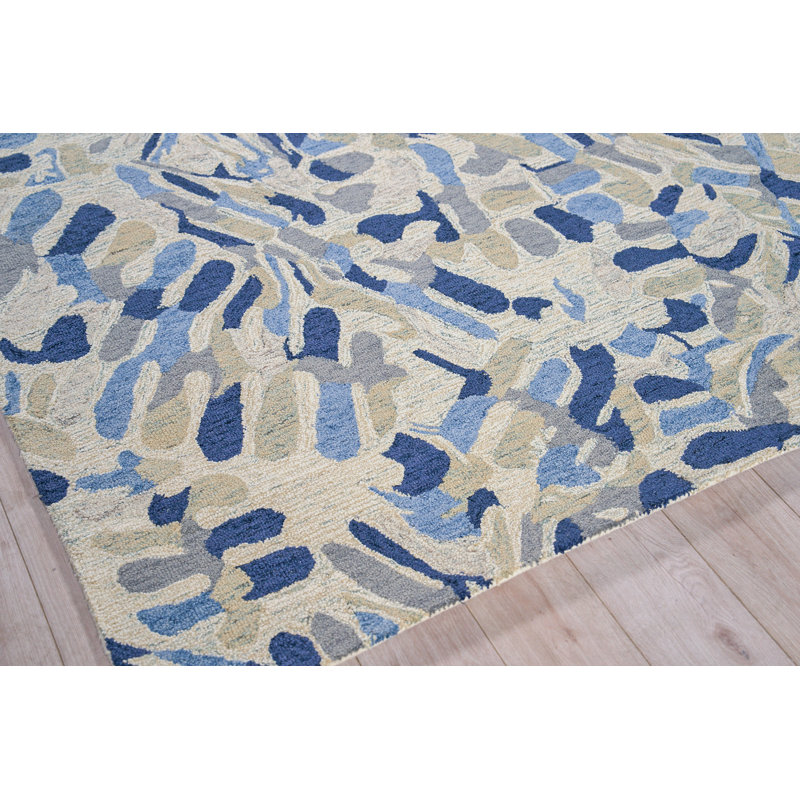 Botanica Navy/Ivory/Multi New Zealand Wool hand-tufted Area Rug, Rectangle 12' x 15'